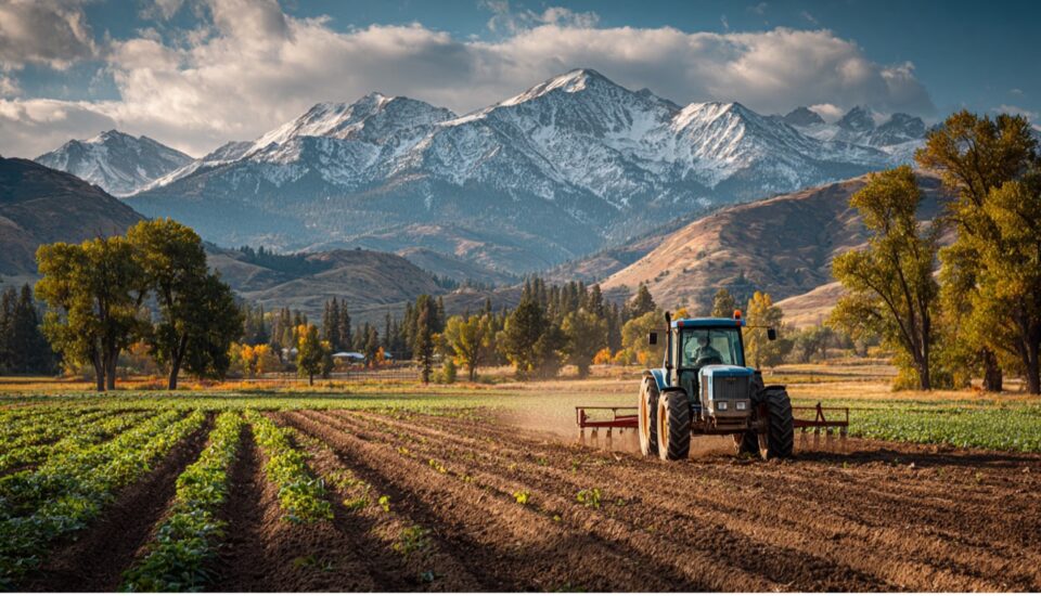 Farmer applying harmful chemicals onto their crops